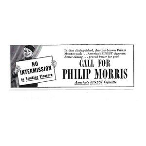 Call for Philip Morris Cigarette Ad 1940s Vintage Print Ad